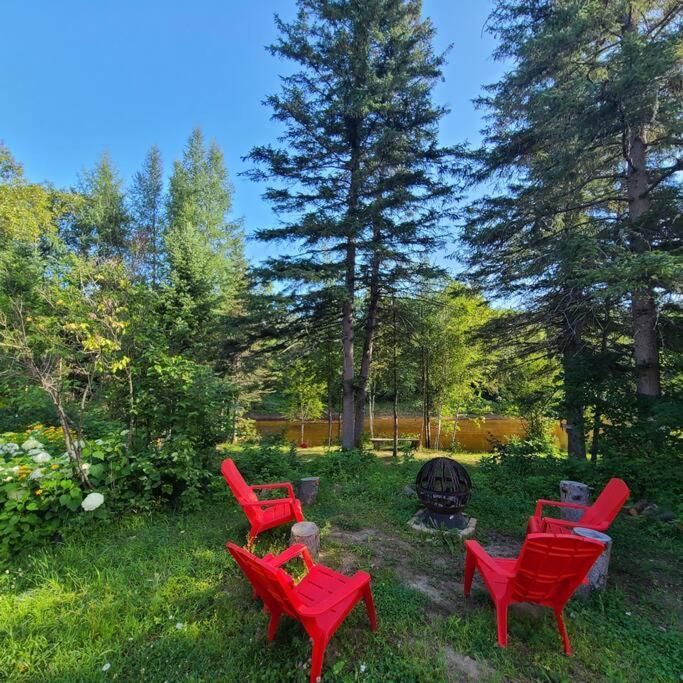 Chalet De L'Ours Bord Riviere - Lit King Size - Petit Dejeuner Bio - Table De Pool Villa Saint-Alexis-des-Monts Esterno foto